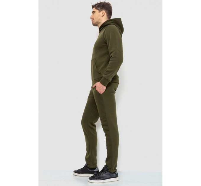Спорт костюм мужской на флисе, цвет темно-зеленый, 190R235