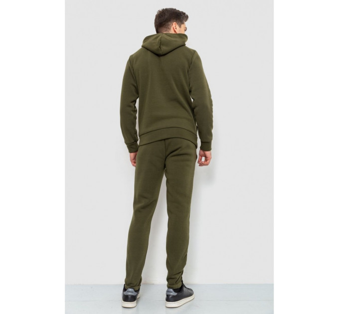 Спорт костюм мужской на флисе, цвет темно-зеленый, 190R235