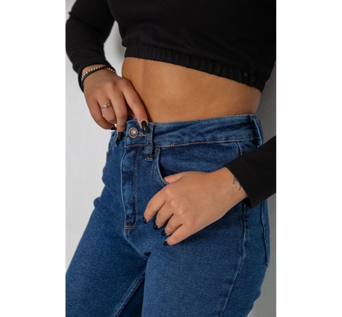 Джинси жіночі Mom-fit стрейч, колір синій, 244R1152