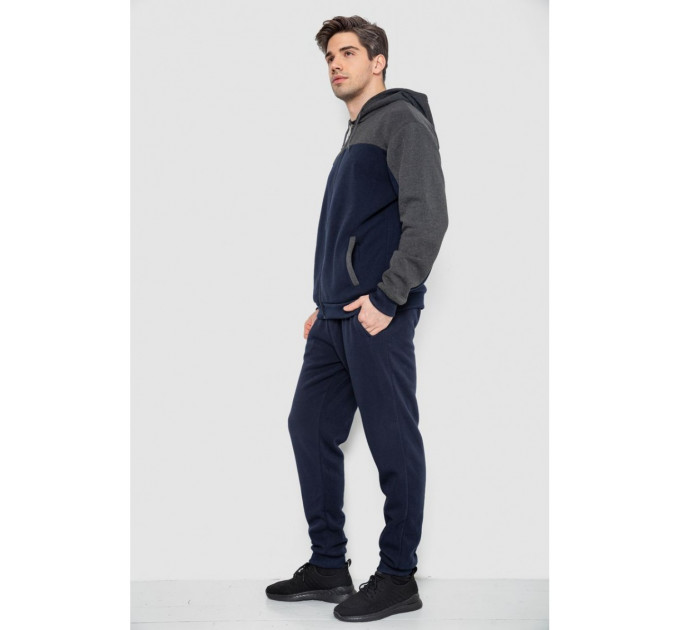 Спортивный костюм мужской на флисе, цвет сине-серый, 244R9140