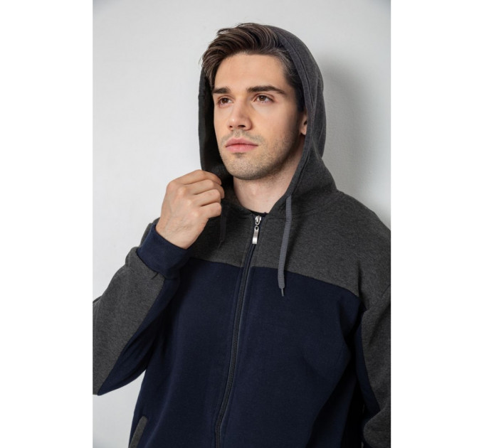 Спортивный костюм мужской на флисе, цвет сине-серый, 244R9140