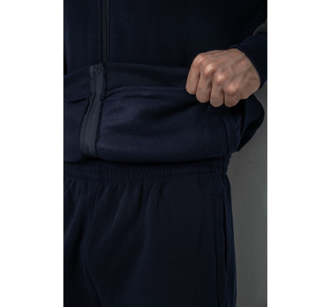 Спортивный костюм мужской на флисе, цвет сине-серый, 244R9140