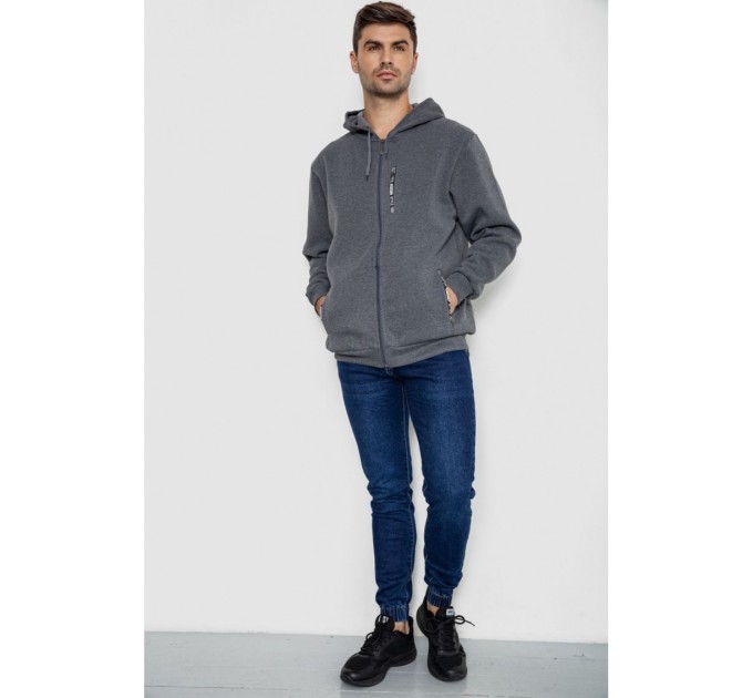 Кофта мужская на флисе с капюшоном 244R2563, цвет Серый