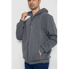 Кофта мужская на флисе с капюшоном 244R2563, цвет Серый