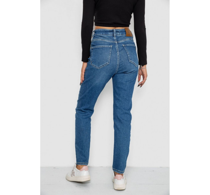 Джинсы женские Mom-fit стрейч, цвет синий, 244R1136