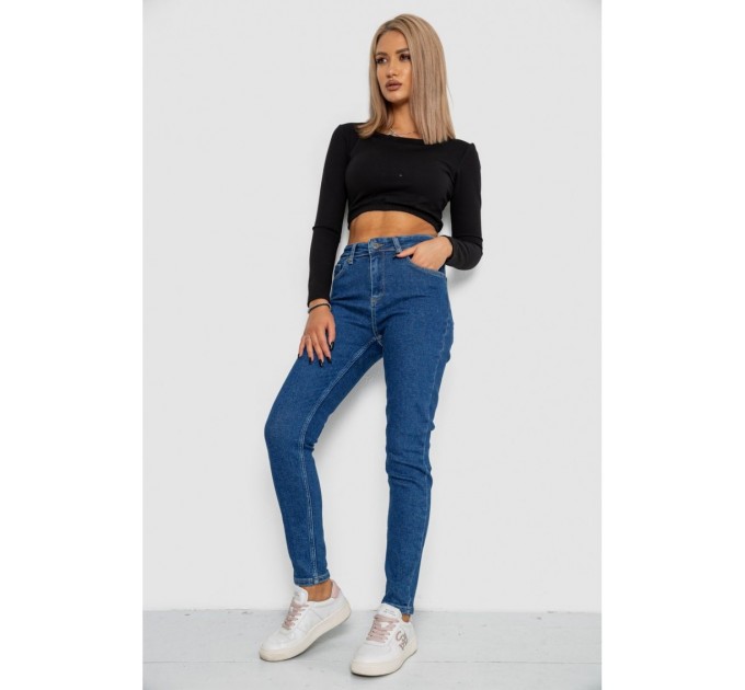 Джинси жіночі Mom-fit стрейч, колір синій, 244R1132