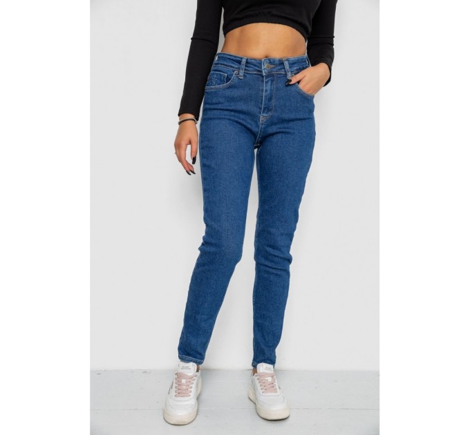 Джинси жіночі Mom-fit стрейч, колір синій, 244R1132