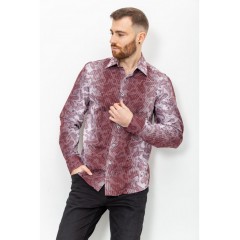 Сорочка чоловіча в смужку, колір біло-бордовий, 131R140125