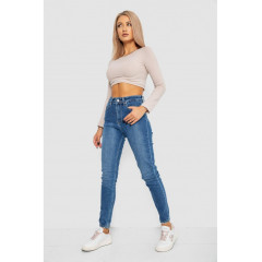 Джинсы женские Mom-fit стрейч, цвет синий, 244R1162