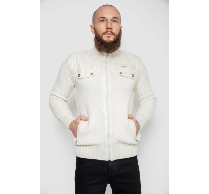 Кофта чоловіча на блискавці  -уцінка, колір молочний, 214R50595-U-1