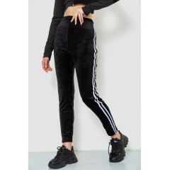 Спорт брюки женские велюровые, цвет черный, 244R5576
