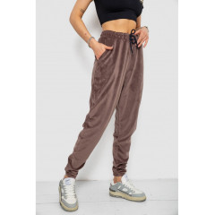 Спортивные брюки женские велюровые, цвет мокко, 238R58646