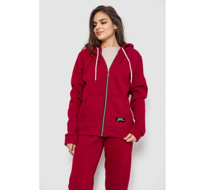 Спортивный женский костюм на флисе, цвет бордовый, 244R1555-1