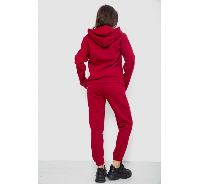 Спортивный женский костюм на флисе, цвет бордовый, 244R1555-1