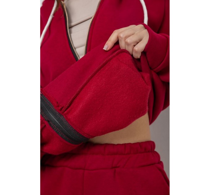 Спортивный женский костюм на флисе, цвет бордовый, 244R1555-1