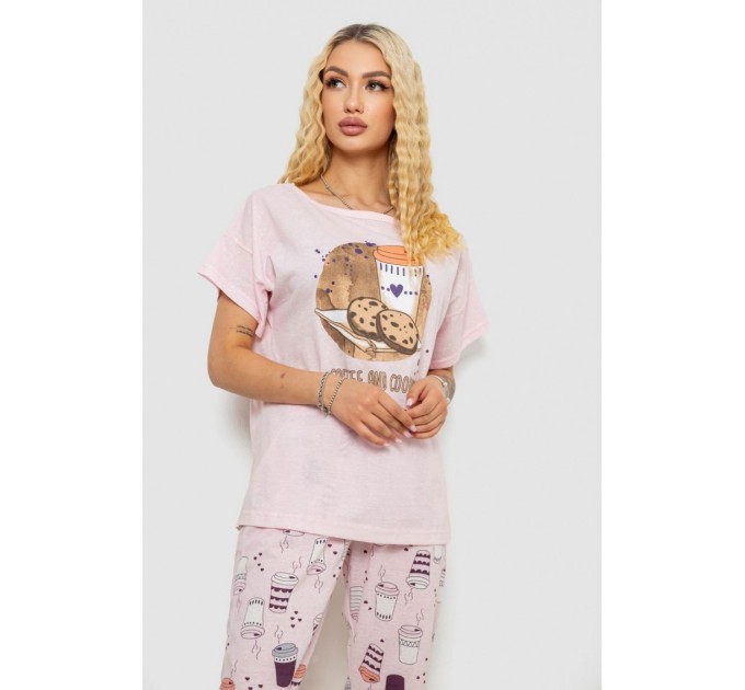 Женская пижама с принтом, цвет розовый, 243R15496