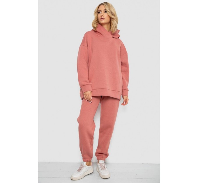 Женский спортивный костюм на флисе, цвет темно-коралловый, 247R1057