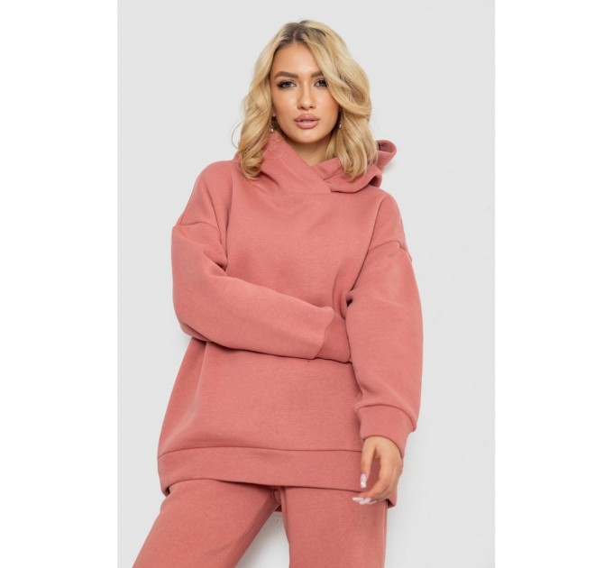 Женский спортивный костюм на флисе, цвет темно-коралловый, 247R1057