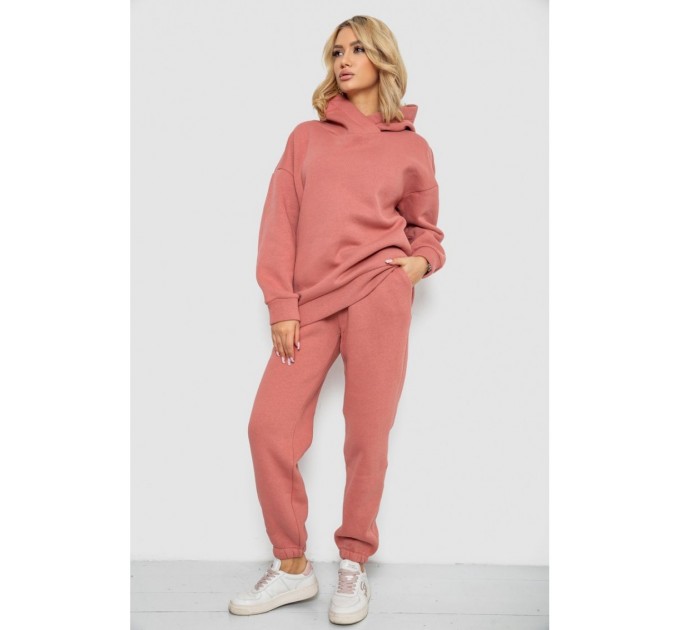 Женский спортивный костюм на флисе, цвет темно-коралловый, 247R1057