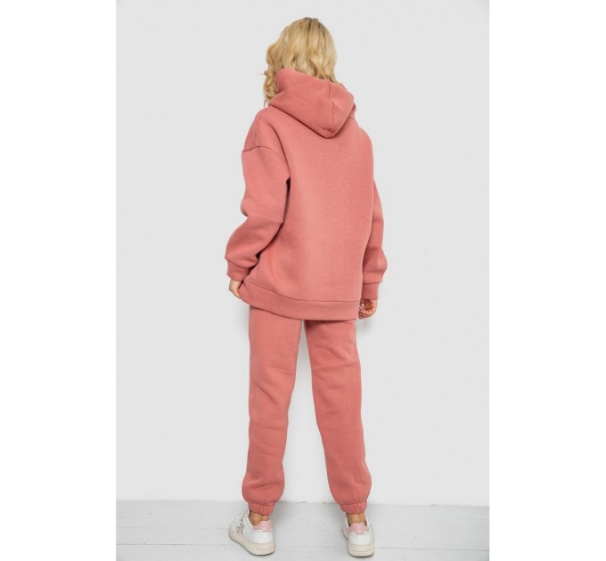 Женский спортивный костюм на флисе, цвет темно-коралловый, 247R1057