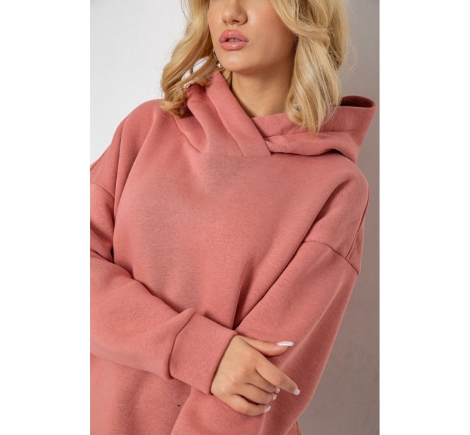 Женский спортивный костюм на флисе, цвет темно-коралловый, 247R1057