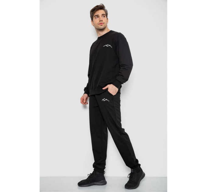 Спортивный мужской демисезонный костюм, цвет черный, 241R176