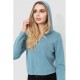 Женская кофта на молнии с капюшоном, цвет джинс, 244R008