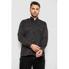 Сорочка чоловіча джинсова однотонна стрейч, колір сірий, 214R16385