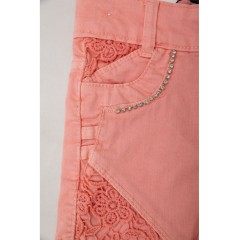 Шорти джинсові для дівчинки  -уцінка, колір кораловий, 247R10033-U-4