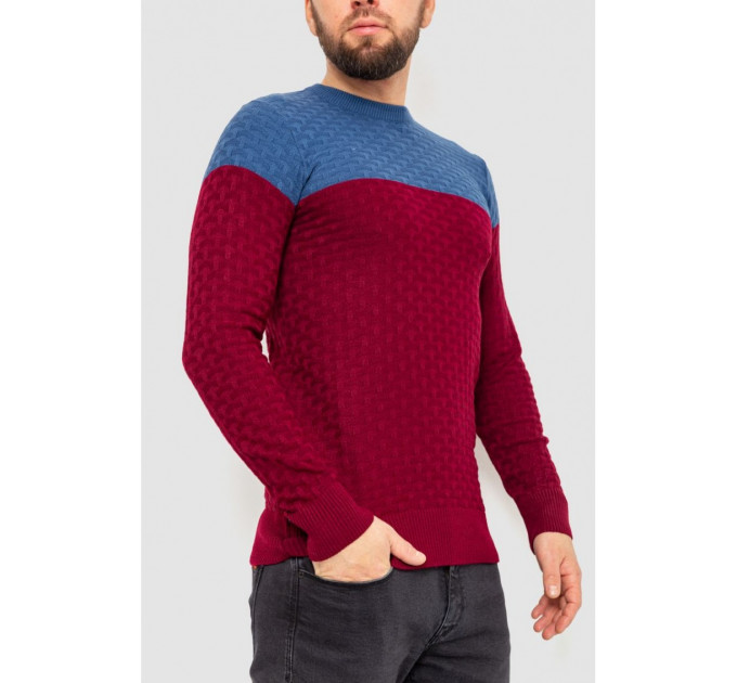 Свитер мужской двухцветный, цвет сине-бордовый, 161R1205.