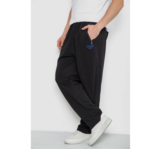 Спортивные брюки мужские на флисе, цвет черный, 244R4869
