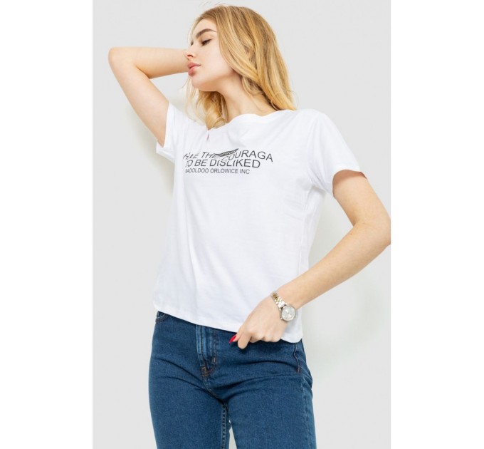 Женская футболка с принтом, цвет белый, 221R3006