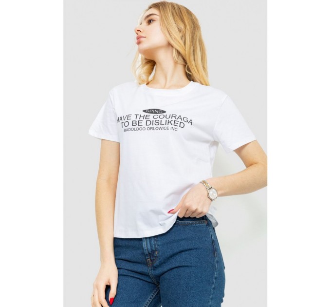 Женская футболка с принтом, цвет белый, 221R3006