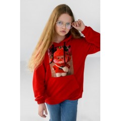 Худі дитячий двонитка з принтом, колір чорний, 102R1526