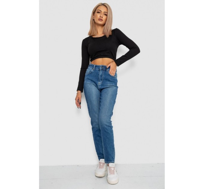 Джинси жіночі Mom-fit стрейч, колір синій, 244R1136