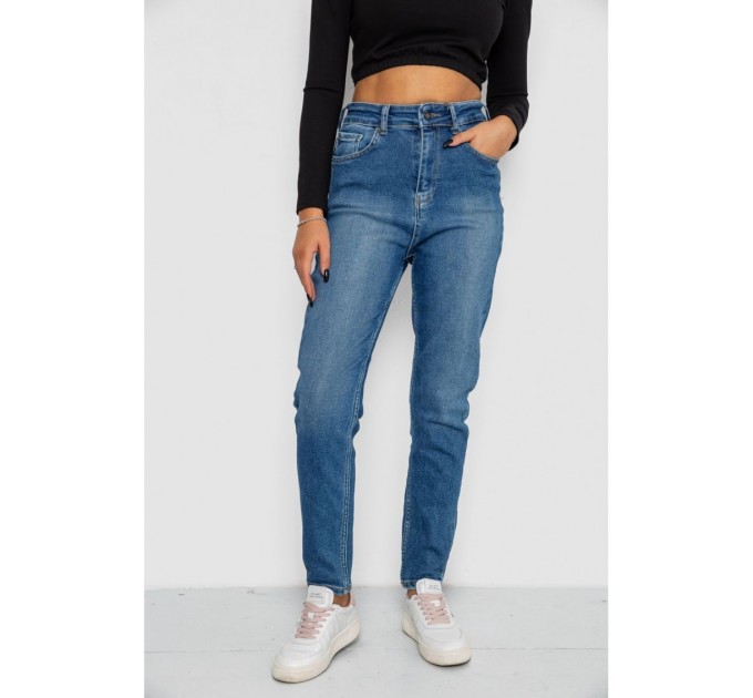 Джинси жіночі Mom-fit стрейч, колір синій, 244R1136