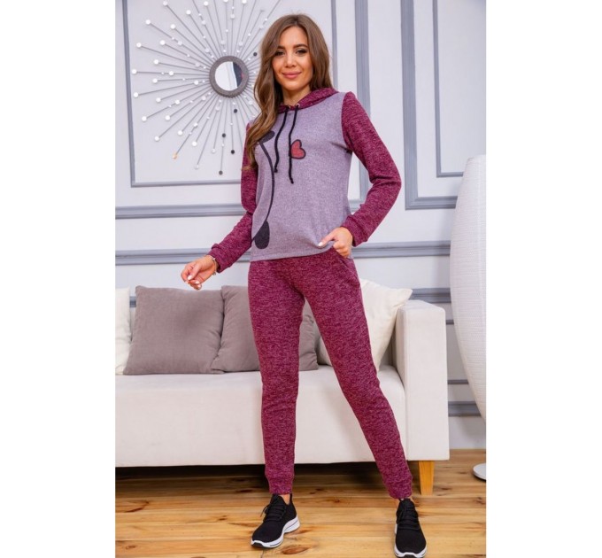 Жіночий костюм із ангори, бордово-бузкового кольору, 172R1258
