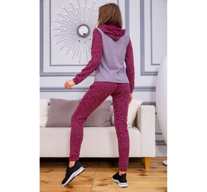 Жіночий костюм із ангори, бордово-бузкового кольору, 172R1258