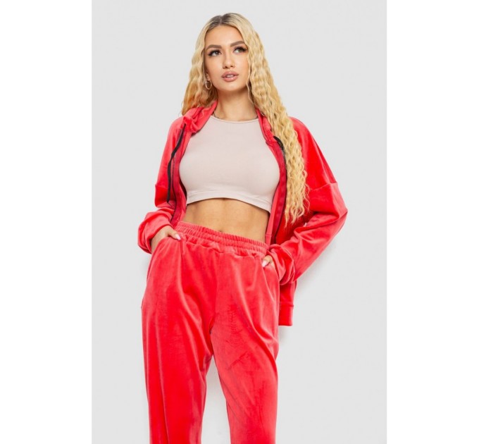 Спортивный костюм женский велюровый, цвет коралловый, 238R107 оптом