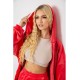 Спортивный костюм женский велюровый, цвет коралловый, 238R107 оптом