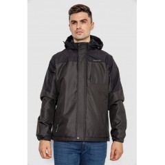 Куртка мужская демисезонная с капюшоном, цвет черный, 214R61035.