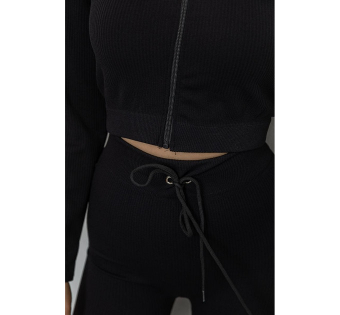 Костюм женский в рубчик, цвет черный, 244R14302