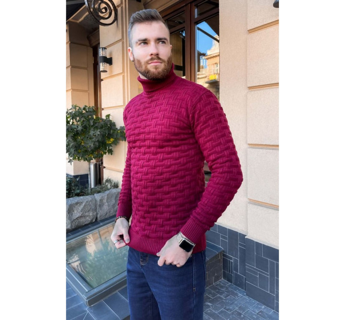 Свитер мужской, цвет бордовый, 161R602