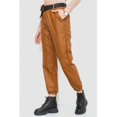 Брюки женские из экокожи, цвет коричневый, 186R5205.