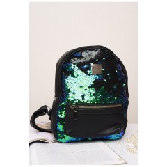 Рюкзак женский черный с пайетками 150088L