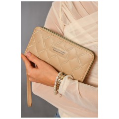 Кошелек женский из экокожи бежевого цвета 193621L