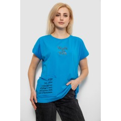 Футболка жіноча з принтом, колір бірюзовий, 244R3017