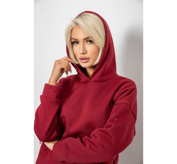 Спортивний костюм жіночий на флісі, колір бордовий, 257R87