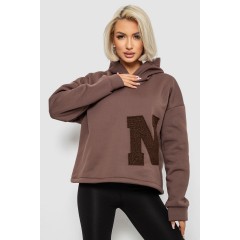 Худі жіночий з капюшоном на флісі, колір коричневий, 257R335
