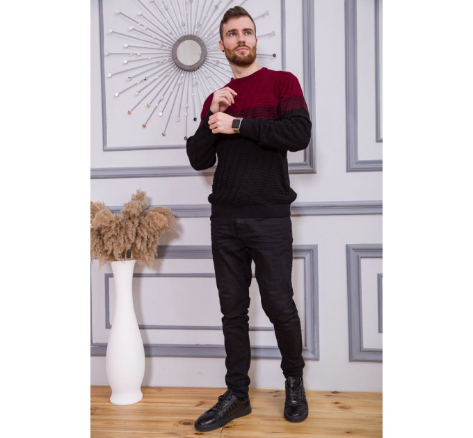 Светр чоловічий, колір бордово-чорний, 161R677